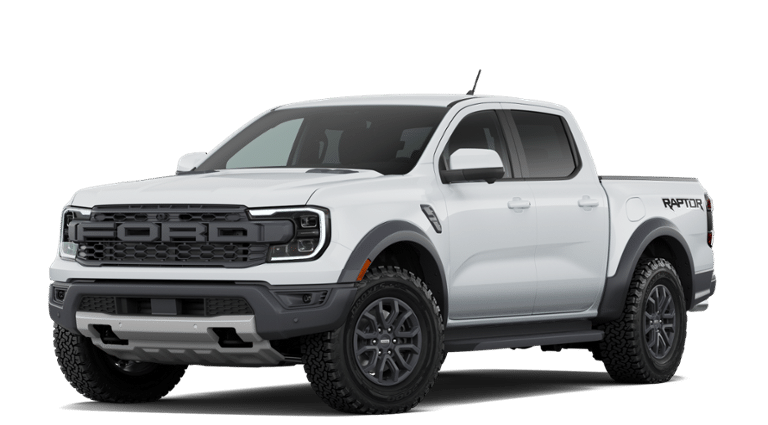 2026 Ford Ranger Raptor in Oxford White — front three-quarter view